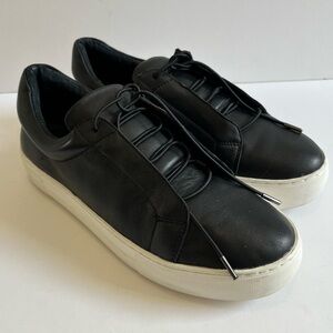 J Slides NYC Black Leather Platform Sneakers Size 8